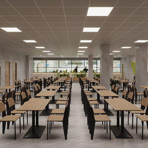 Ensemble table et chaises de cantine de style industriel avec base sur piétement pour cafétéria moderne et <span class=keywords><strong>restaurant</strong></span> <span class=keywords><strong>du</strong></span> personnel - Product Image 3