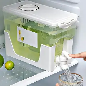 Drink Dispenser Household Refrigerator Cool White Juice Fruit Drink Tea Bucket Large Capacity High Temperature Resistant