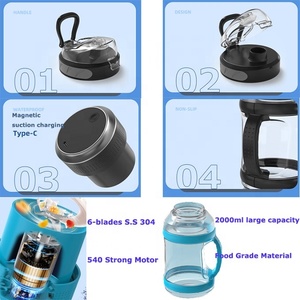 USB Rechargeable 2L Mini Portable Blender Fast Mulli Fresh Maker for Household Hotel Outdoor Use Small Multifunc - Product Image 4
