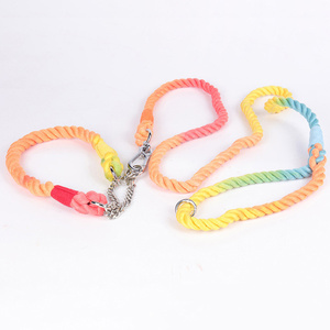 เชือกจูงสัตว์เลี้ยงแบบถักหลากสีทำมือเชือกผ้าฝ้าย100% น้ำหนักเบากันลื่นออกแบบได้ตามต้องการ - Product Image 3