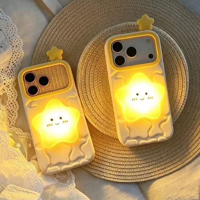 Glow in Dark 3D Star Drop-Proof Silicone Phone Case for iPhone 17 Pro Max 16 15 14 Pro 13 12 Girls Phone Case