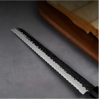 Couteau à pain de chef de cuisine professionnel de qualité supérieure de 10 pouces, en acier Damas 9Cr, avec manche en bois d'ébène