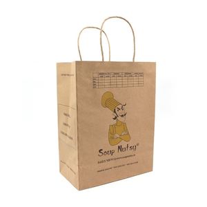 Bolsa de Compra de Papel Kraft Marrón Ecológica y Degradable con Asa para Promociones de Supermercado - Product Image 1