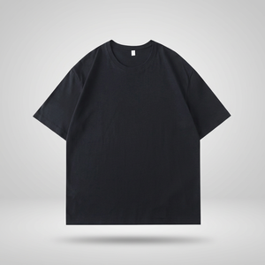 T-shirt en coton noir à manches courtes et col rond pour homme, coupe classique, couleur unie, tricot jersey décontracté, teinture unie - Product Image 4