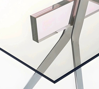 Table à manger en verre trempé transparent minimaliste moderne, support en acier inoxydable, design Bauhaus, meubles de salle à manger CHUNYE