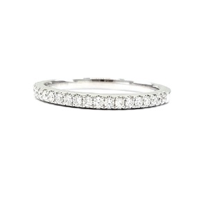 HongKong Wholesale Reliable High Quality 18k Solid White Gold Classic Pave Setting Brilliant Cut Thin Eternity Wedding Band Ring - Product Image 1