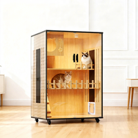 Villa pour chat moderne de luxe en bois massif et verre, grande maison d'intérieur pour chat, mobilier pour animaux de compagnie, vente chaude
