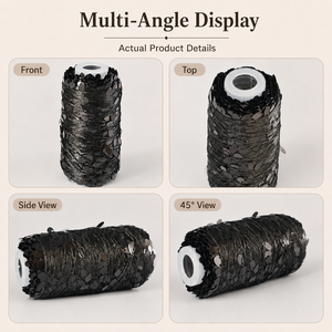 Hilo de Poliéster/Nailon con Lentejuelas Negras en Forma de Lágrima de 100g - Hilo Metálico Fino <span class=keywords><strong>para</strong></span> Manualidades, Tejido, Bordado y Decoración Artesanal - Product Image 2