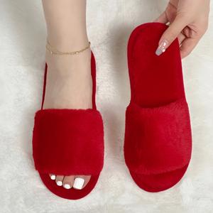 Breathable Warm Canvas Cotton Velvet Mules PVC Outsole Artificial Plush Lining Durable Flat-bottom <b>Women</b> All Seasons Evergreen - Product Image 3