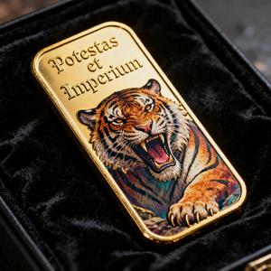 Uv In Ảo Theo Chủ Đề Mạ Vàng Tiger Bar Nghệ Thuật Biểu Tượng Tùy Chỉnh Sản Xuất Nhanh Số Lượng Lớn Đặt Hàng Sưu Tập Quà Tặng Vàng Tiger Phôi - Product Image 4