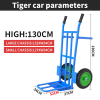 Carretilla Plegable Ahorradora de Esfuerzo con Ruedas Inflables Amortiguadoras, Carro Robusto de Acero Azul para Transporte de Carga Voluminosa