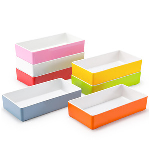 Assiette rectangulaire en mélamine bicolore empilable pour la restauration hôtelière et les réceptions - Product Image 2