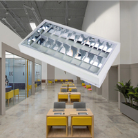 Luminaire de plafond à grille fluorescente T8 double tube, base en fer, corps en aluminium, 220-240V, lumière du jour 6000K
