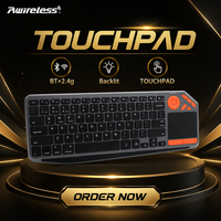 Teclado de computadora sensible a la pantalla táctil, Mini teclado ruso inalámbrico con trackpad RGB, teclados inalámbricos inteligentes retroiluminados