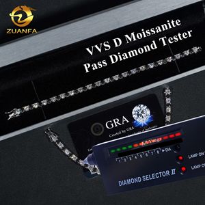 قلادة سلسلة تنس مويسانيت ملونة من AB 4 من المويسانيت الأسود والأبيض ، مجوهرات سلسلة مويسانيتي الفضة - Product Image 2