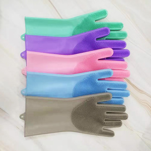 Gants de toilettage pour animaux de compagnie en silicone Flower Season, couleur aléatoire, brosse de massage pour le bain, pour l'élimination des poils de chats et de chiens - Product Image 1