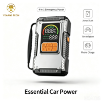 4-in-1 Smart Power Bank Jump Starter 8000mAh Tire Inflator LED Light with Wireless Charging Pad