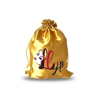 Pochette Cadeau en Satin à Cordon Coulissant Tendance, Petite, pour Cosmétiques et Maquillage, avec Logo Personnalisé Imprimé, Idéale pour Emballage de Perruques et Extensions de Cheveux, Sac Anti-Poussière en Soie Satinée