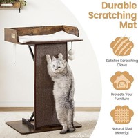 Arbre à chat de luxe moderne en bois massif pour chats de grande taille d'intérieur, 86 cm de haut avec design durable recouvert de sisal et grand lit-perchoir