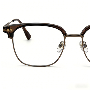 Monturas Ópticas Metálicas sin Aro XPZ, Lentes de Resina Ultraligeras con Protección Anti-Luz Azul, Color Café, Forma Cuadrada, para Miopía y Presbicia - Product Image 4