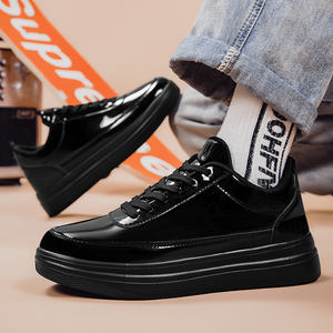 Hot-Selling <b>Men</b>’s Large-Size Gold Patent PU Leather Skate <b>Shoes</b> Non-Slip Lace-Up Customizable Casual Sports <b>Shoes</b> - Product Image 2