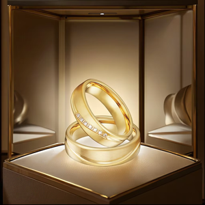 Vente en gros de bagues en acier inoxydable plaqué or 18 carats, bijoux fins, alliances pour amoureux, bagues de fiançailles assorties, cadeau de <span class=keywords><strong>couple</strong></span> - Product Image 1