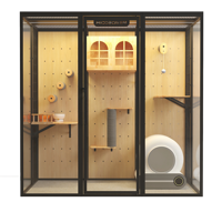 USMILEPET Villa pour chat en bois, cage panoramique en verre, maison pour chat DIY, enclos pour chat transparent, robuste, luxueux, pour intérieur