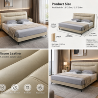 Lit en cuir minimaliste italien à prix d'usine, design de tête de lit ondulée, mobilier de chambre principale, vente en gros