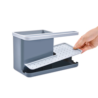 Organisateur de lavabo à poser au sol WIREKING - Conception détachable - Bac d'égouttage amovible - Antidérapant - Vert sauge avec bouteille pour liquide de nettoyage