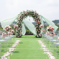 Arche florale ronde rose de luxe en gros, centre de table, arche de fleurs artificielles, toile de fond pour mariages et événements