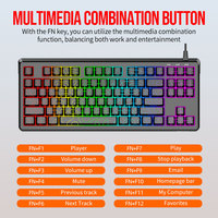 Clavier et souris de jeu filaires RAIKU DG87 87 touches, touches flottantes tricolores, rétroéclairage arc-en-ciel pour PC Gamer Esports