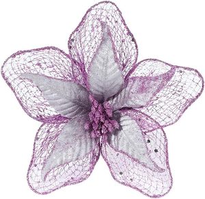 <b>Sequins</b> Christmas Flowers Artificial Glittered Cloth <b>Material</b> 24cm Size Customized Color Decorative Flowers for Ornaments - Product Image 3