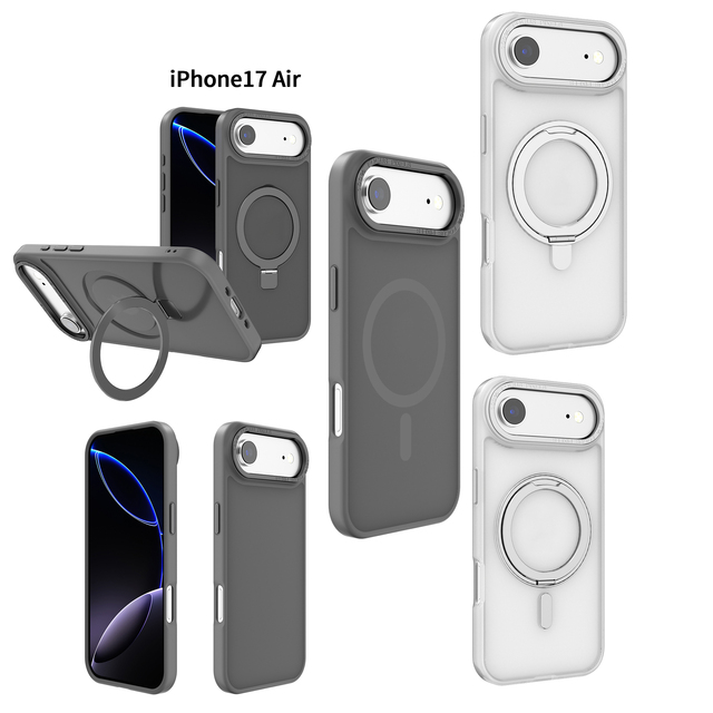 2025 Magnetic Ring Stand Shockproof Pure Color Phone Case for 11/12/13/14/15/16/17 Pro Max with Translucent Matte Finish
