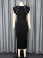 Nouvelle robe midi élégante décontractée pour femmes grandes tailles, robe sans manches à sequins, style empire, pour l'été