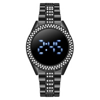 Montre connectée pour femme à écran tactile LED incrustée de diamants, modèle tendance très demandé pour le commerce international, en stock