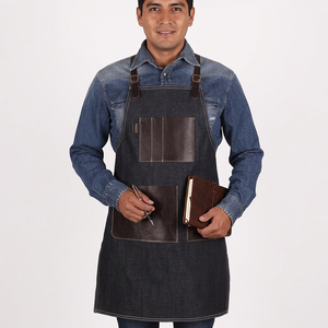 Tablier en jean sans manches personnalisable, durable et confortable avec poches imperméables pour la cuisine, la pâtisserie, la grillade, le barbier – Tabliers en coton - Product Image 3