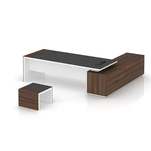 Baru-baru ini mewah bentuk L direktur Manger Ceo Boss Office Furniture solusi Set meja eksekutif meja kantor