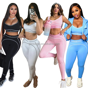 Phụ nữ Strappy Áo ngực thể thao nén thể thao xà cạp Combo chafe kháng phòng tập thể dục tập thể dục chạy chiến lợi phẩm nâng YoGa Bộ - Product Image 2