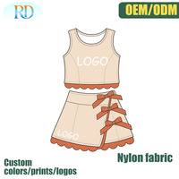 Costume de danse et de yoga pour enfants Ruidian avec logo personnalisé, uniforme de cheerleading pour filles, tenue en 2 pièces, nœud contrastant, ourlet festonné, vêtements de sport
