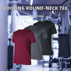 เสื้อยืดสำหรับผู้ชายผ้าถักคอกลมสีพื้นย้อมระบายความร้อนเสื้อลำลองสำหรับใส่ไปยิมแห้งเร็วระบายอากาศได้ดี - Product Image 2