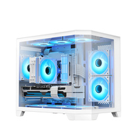 Boîtier d'ordinateur de jeu Micro ATX pour aquarium, design de réservoir à poissons, 3 côtés en verre, forme de bureau, boîtier de PC gamer