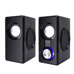 Com181 Wooden Wired Multimedia <b>Speaker</b> 2.0 Channel <b>USB</b> Powered With Colorful Led Light For Computer Laptop Mobile - Product Image 1