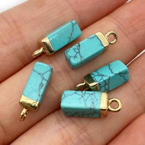 Abalorios de Piedra Natural en Forma de Barra |   Colgante de Piedras Preciosas Surtidas con Base Dorada para la Creación de Joyería DIY |   Ametista, Cuarzo Rosa, Turquesa - Product Image 6