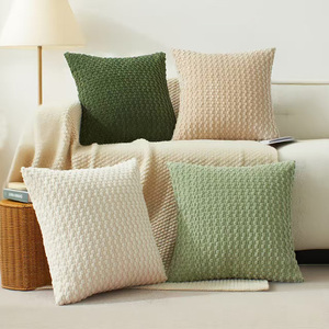Housses de <span class=keywords><strong>coussin</strong></span> décoratives neutres de Noël Housse de <span class=keywords><strong>coussin</strong></span> carrée en velours côtelé Boho doux pour l'automne hiver - Product Image 3
