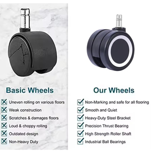 60mm Modern 360 Degree Swivel Nylon Casters With Brake Durable Replacement <b>Wheels</b> For Office Hotel Hospital Bathroom Furniture - Product Image 5