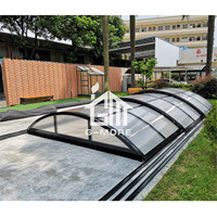 Einziehbare Aluminium-Schwimmbadüberdachung, Outdoor-Polycarbonat-Poolabdeckung für Ganzjahresschutz