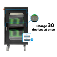 Armoire de charge pour tablettes et ordinateurs portables à 30 baies PD30W avec ports USB |   Chariot de recharge mobile en métal pour les écoles et les bureaux