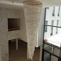 Lustre de luxe en cristal en spirale avec long escalier pour Villa Hotel Hall & Duplex Living Room Decor