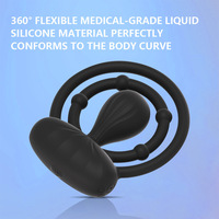 Anillo Vibrador Recargable de 10 Frecuencias con Doble Estimulación, Masajeador de Testículos de Silicona Líquida y Entrenador de Retraso Masculino, Juguete Íntimo para Hombres