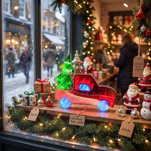 Wholesale Custom Art Deco <b>Christmas</b> Truck <b>Tree</b> <b>LED</b> Infinity Mirror Acrylic ROHS/REACH Certified for Gift Shops Indoor Branding - Product Image 3